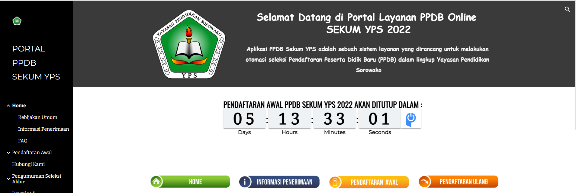 Penutupan Pendaftaran Awal PPDB Sekum YPS